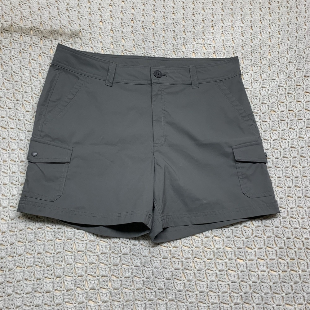 Eddie Bauer Cargo Shorts Womens Size 14 Gray Outdoor Hiking Nylon Blend
